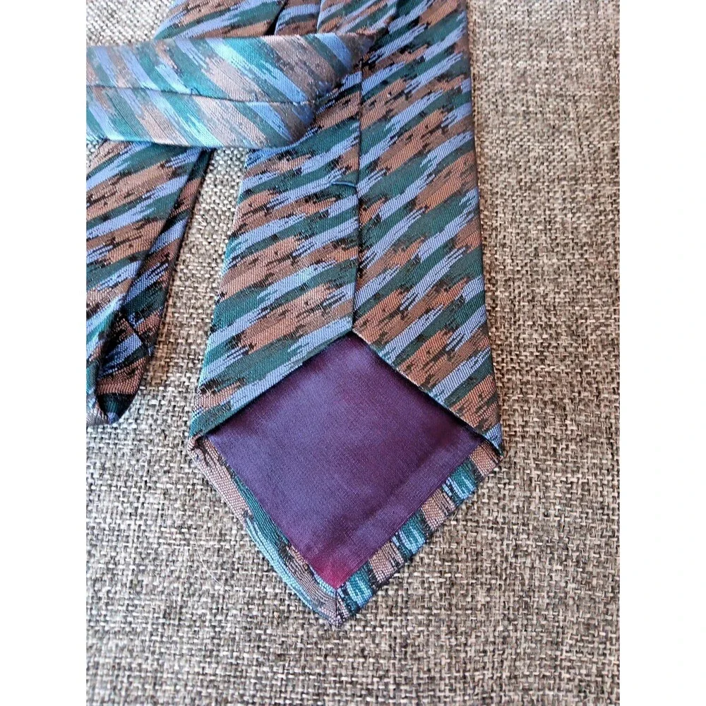 Mercedes Tie 70s 80s 90s Y2K Mens Blue Green 3.75 Wide 57 Long